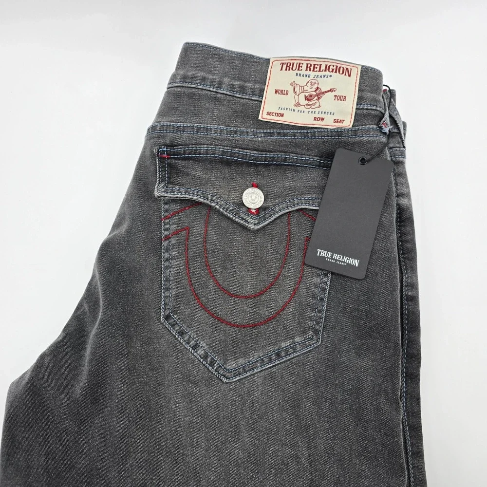 True Religion Ricky Relaxed Straight Jeans Mens Grey Phantom Wash 36x34 NWT